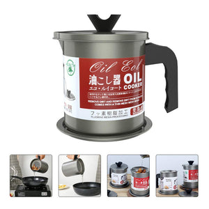 Oil Filter Pot with Tray – Stainless Steel Grease Storage Container