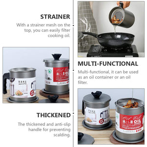 Oil Filter Pot with Tray – Stainless Steel Grease Storage Container