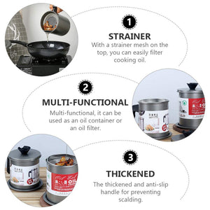 Oil Filter Pot with Tray – Stainless Steel Grease Storage Container