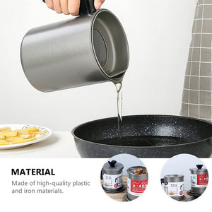 Oil Filter Pot with Tray – Stainless Steel Grease Storage Container