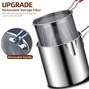Stainless Steel Deep Frying Pot with Basket | Oil-Saving Fryer for Nuggets, Fries & Snacks (Imported)
