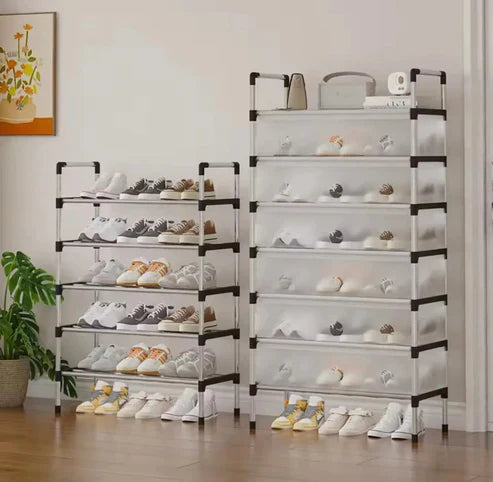 Dustproof Shoe Rack Organizer | 4/5/6/7 Layer Waterproof Shoe Stand | Space-Saving Storage Shelf for Home