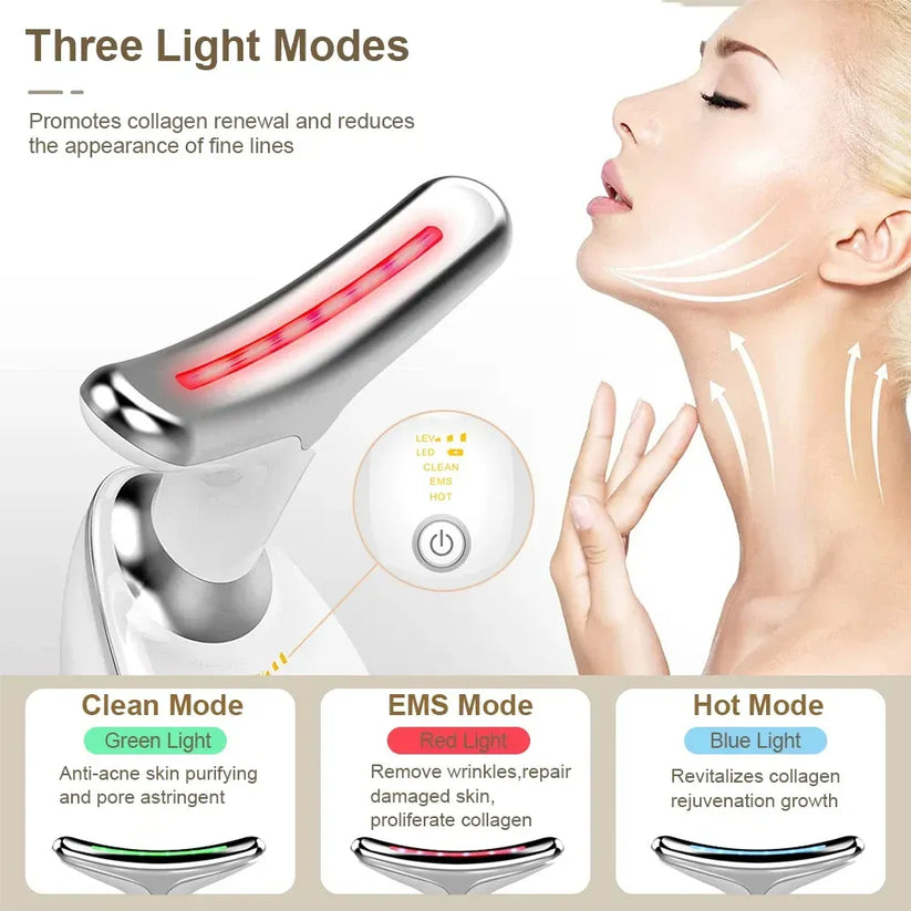 3-in-1 Facial & Neck Beauty Device – EMS Lifting, LED Therapy & Double Chin Treatment