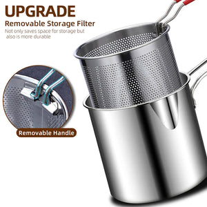 Stainless Steel Deep Frying Pot with Basket | Oil-Saving Fryer for Nuggets, Fries & Snacks (Imported)